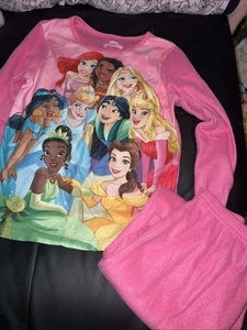 Disney Princess Fleece Pajama Set Girls M (7-8) Pink 9 Disney Princess Graphic - Picture 1 of 1