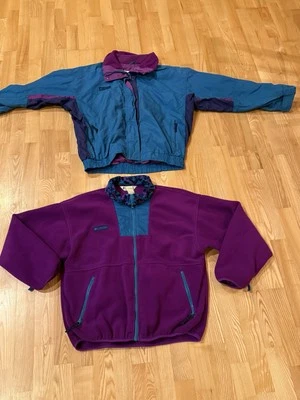 Abrigo Chaqueta 2 en 1 Columbia Bugaboo Vintage Años 90 Para Mujer Bloque de Color L Estampado Azteca Foto 1 de 4