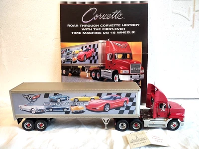 Reboque semi caminhão Franklin Mint Mack Corvette trator vermelho modelo fundido 1:43 - Imagem 1 de 4