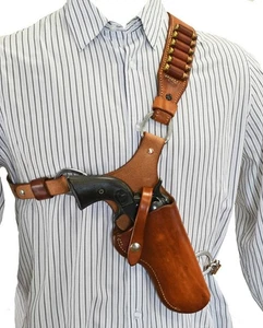 Leather Chest Holster With Shell Loops Fits Colt Anaconda .45 Colt fit 4"-7" - Picture 1 of 6