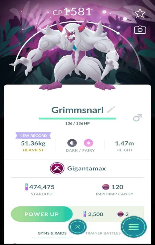 Shiny Shadow GIGANTAMAX Grimmsnarl special background - Read Description - Image 1 of 1