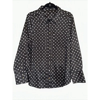 Blusa BCBG MAXAZRIA Mujer XL Lunares Satén Abotonada Capricho Preppy Foto 1 de 4