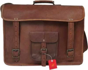 Leather Business Briefcase Fancy Shoulder Bag Laptop Messenger Vintage Men - Picture 1 of 5