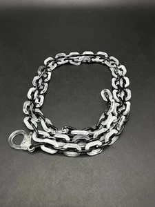 White Black Acrylic Resin Plastic Statement Extra long Cable Link Necklace 32” - Picture 1 of 8
