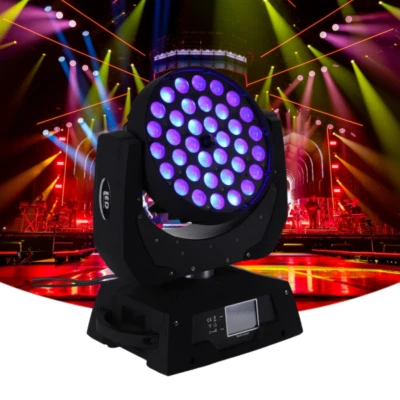 36x18W LED Wash Zoom Moving Head Light RGBWA+UV 6in1 Disco Effect Stage Lights - Image 1 of 4