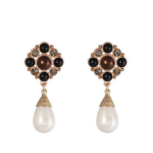 Pave Pearl Fashion Floral Teardrop Earrings Boutique Women Ear Drop Jewelry Gift