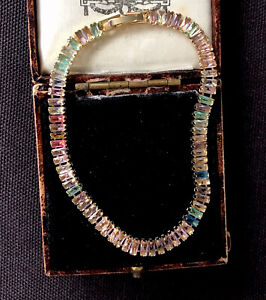 Vintage Style Jewellery Multicolor Gemstones Bracelet 18K gold plated