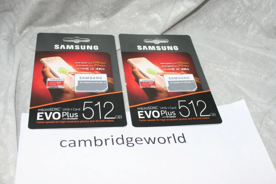 2 PIECES New GENUINE Samsung EVO Plus 512GB Micro SD Memory Card with SD Adapter - Image 1 of 1