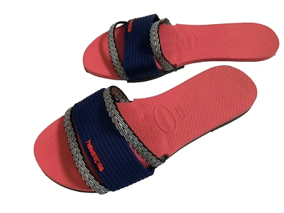 Sandalias planas sin cordones con suela azul/rosa Havaianas talla 37-38 (EE. UU. 7) para mujer Foto 1 de 4