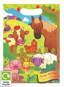 FARM ANIMALS BIRTHDAY PARTY BAGS CHILDRENS KIDS RECYCLABLE GIFT TREAT GOODY BAG - Picture 1 of 9