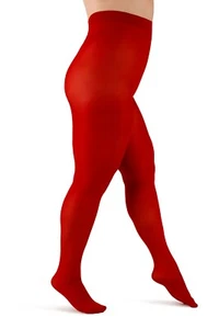 Red Plus Size Microfibre Opaque Tighs 60 Den Soft Comfy Aurellie - Picture 1 of 5