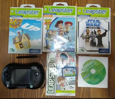 LEAP FROG LEAPSTER game system w/ games UP  Toy Story  Star Wars  Clone Wars +++ - Image 1 of 4