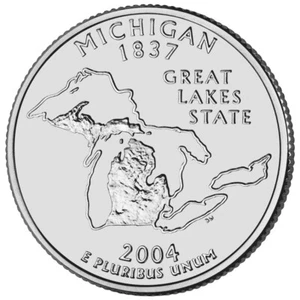 2004 P Michigan State Quarter. Uncirculated From US Mint roll. - Picture 1 of 3