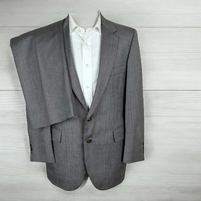Vintage Century Club 2 Piece Suit Mens 40S 34x28 Gray Stripe Wool Blend - Image 1 of 4