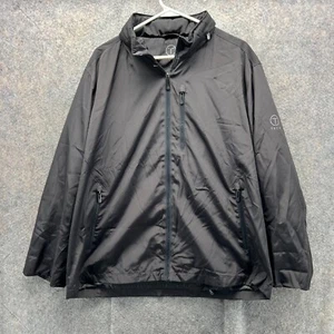 Tumi Tech Jacket Mens XL Black Full Zip Windbreaker Lightweight Packable Hooded - Picture 1 of 14