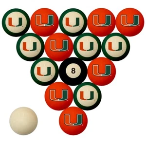 Miami Hurricanes Numbered Billiard Ball Set - Picture 1 of 2