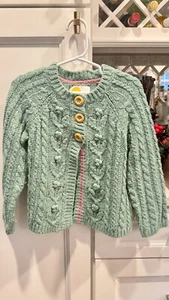 Mini Boden Girl's Forest Green 3-Button Cable Knit Sweater - size 5/6 - Picture 1 of 3