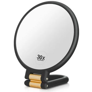 1x 30x Magnifying Travel Mirror, Hand Mirror with Handle - Double Side Hand H... - Picture 1 of 6