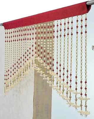 Cortina de puerta de cadena de cuentas a rayas brillantes de lujo rojo granate Foto 1 de 3