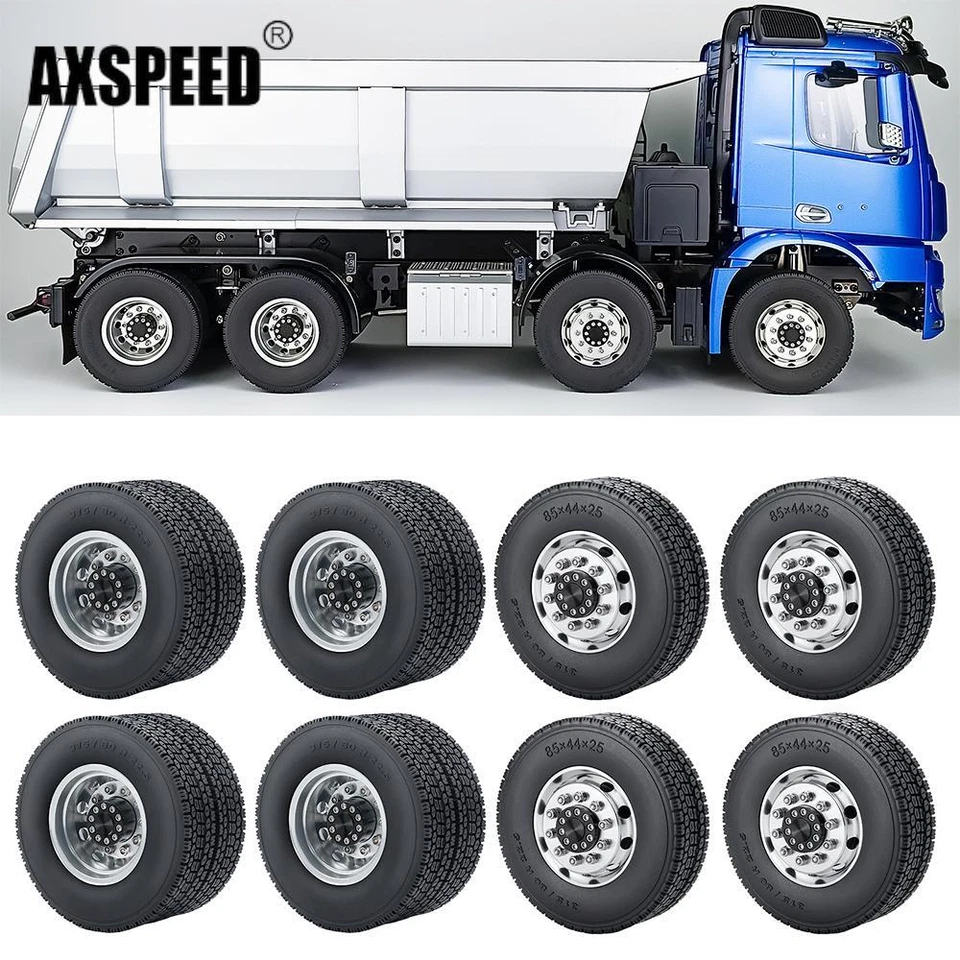 AXSPEED 8X8 Vorne & Hinten Felgen mit Reifen für 1/14 RC TAMIYA Traktorwagen Car - Bild 1 von 4