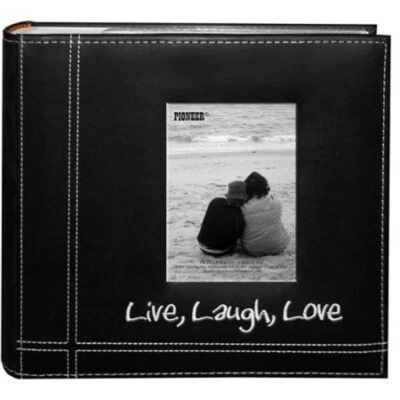 Pioneer Embroidered Live, Laugh, Love Black Sewn Leatherette Frame Cover Album - Image 1 of 2