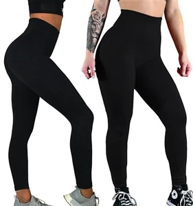 Ladies Black Firm Control LEGGINGS Shaping Slimming High Waist Tummy Tucker 8-22 - Picture 1 of 9