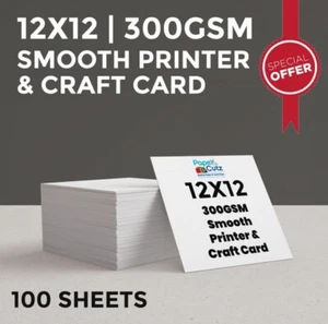 Premium Thick White Card 300gsm 12 x 12 100 Sheets SQUARE CARD - Picture 1 of 2