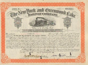 New York and Greenwood Lake Railway Company 1941 certificado de stock de Nueva Jersey - Imagen 1 de 2