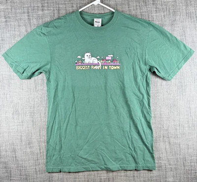 Size M - RIPNDIP Lord Nermal Biggest Pussy In Town Graphic T-Shirt Green - Image 1 of 4