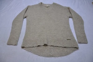Michael Kors Sweater Womens Extra Small Beige Fuzzy Textured V Neck Pullover XS - Picture 1 of 10
