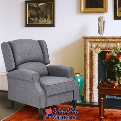 Fabric Recliner Chair Lounge Single Armchair Manual Push Back Living Room Couch - Image 1 of 4
