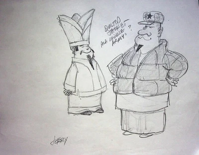 Histeria! (TV series) 98' JERRY EISENBERG Signed Hand-Drawn Character Layout #LF - Image 1 of 2