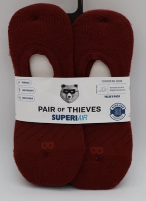 Pair of Thieves Men's 6pk SuperiAir Cushion No Show Socks - Dark Red 6-12 NWT - Image 1 of 4