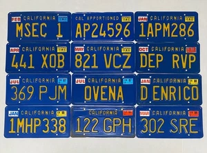 Vtg California Blue Yellow Car Auto License Plate Lot Wall Decor 1980's Tags 43B - Picture 1 of 2