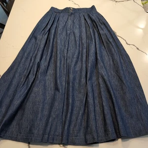 Falda Ancha Denim Plisada Willowbend DE COLECCIÓN Azul Jean Modesto Casa de Campo Hecha en EE. UU. - Imagen 1 de 10