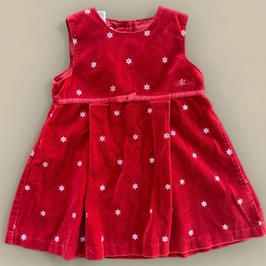 Vtg OshKosh Velvet Cotton Red Snowflake Dress 24 Months Jumper Christmas Winter - Picture 1 of 4