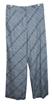 Etcetera Womens 8 Houndstooth Linen Blend High Rise Pocketed Bootcut Pants Foto 1 de 4