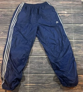 Vintage Adidas Track Pants Men’s Large Blue Striped Windbreaker Joggers Y2k - Picture 1 of 6