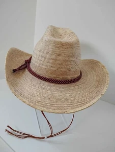 Men's Western Cowboy Style Hat Palm Leaf Straw One Size Adults New - Picture 1 of 11