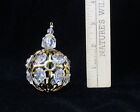 Gold Plated Sun Catcher Tree Ornament Round Ball 14 Crystals Geometric Design