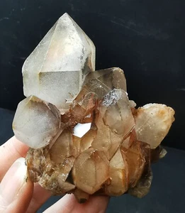 111g Top Natural Clear Transparent Red Ghost Quartz Crystal Cluster Specimen - Picture 1 of 24