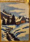 Malina Latch Hook A Rug Kit Area Rug Wall Hanging 20 x 27 WINTER SCENE Blue NOS