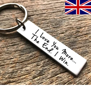 I Love You More The End I Win Keychain Valentines Anniversary Keyring Gift - Picture 1 of 3