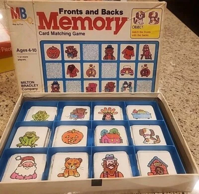 Vtg Milton Bradley Memory Front And Backs Card Matching Game COMPLETE 72 Cards - Image 1 of 4