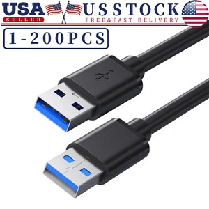 USB 3.0 A Male to A Male Cable Data Transfer Super Speed Power Charger Metal Lot - Picture 1 of 12