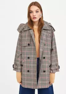 Abrigo de gabardina de doble pecho ZARA Heritage cheque talla pequeña - Imagen 1 de 5