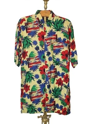M.E. Sports Mens LT 100% Rayon Colorful Hawaiian Style Shirt Short Sleeves - Изображение 1 из 4