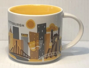 STARBUCKS You Are Here Series Pittsburgh 14 oz Coffee Mug Yellow Gray - Picture 1 of 4