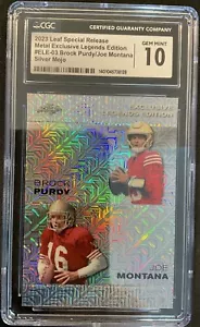 2023 Leaf Special Metal Exclusive Legends Brock Purdy Joe Montana #/25 CGC 10 - Picture 1 of 3