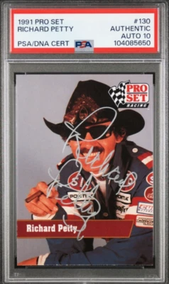 1991 Pro Set #130 Richard Petty Signed Racing Card Autograph PSA 10 Auto GOAT - Image 1 of 2